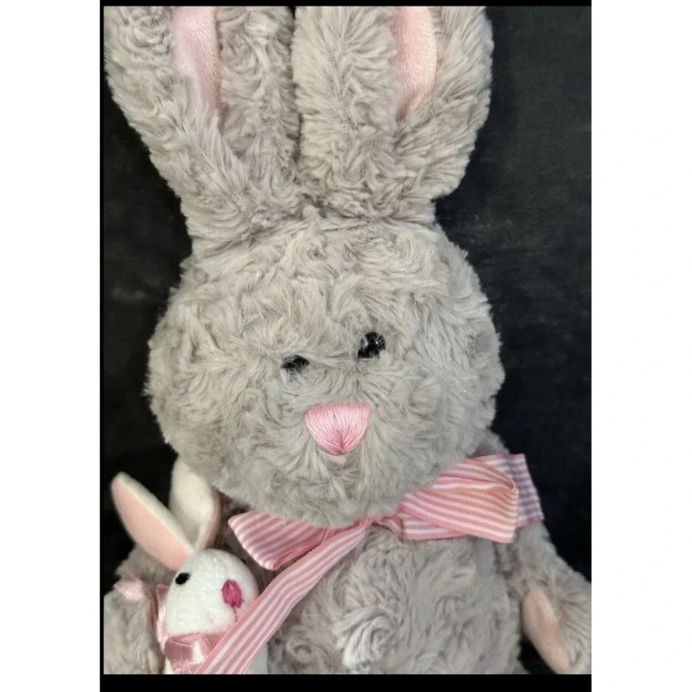 Hobby Lobby Plush Gray Bunny‎ Rabbit & White Baby Easter Grey Stuffed Animal